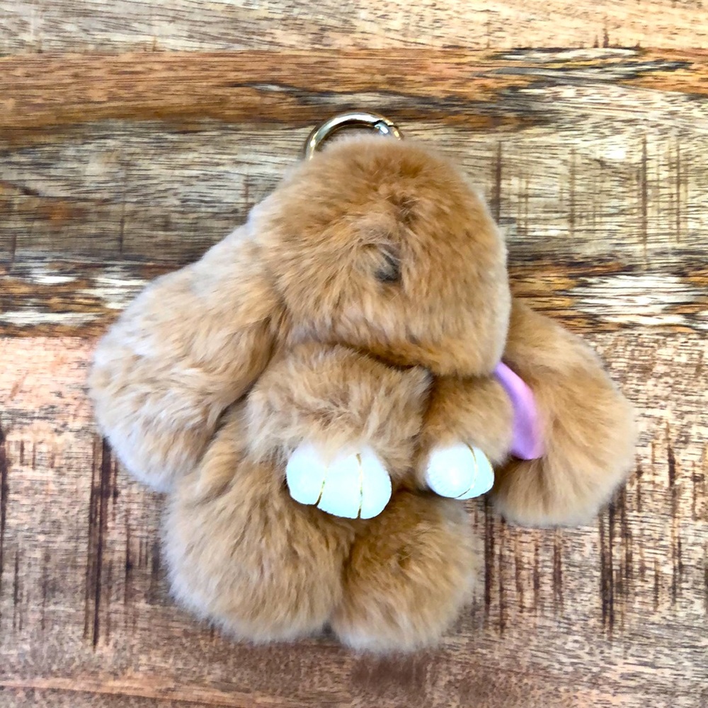 Furry rabbit purse charm